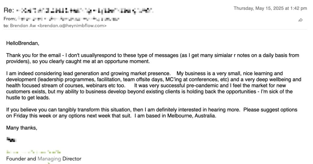 reply about automated email system 5